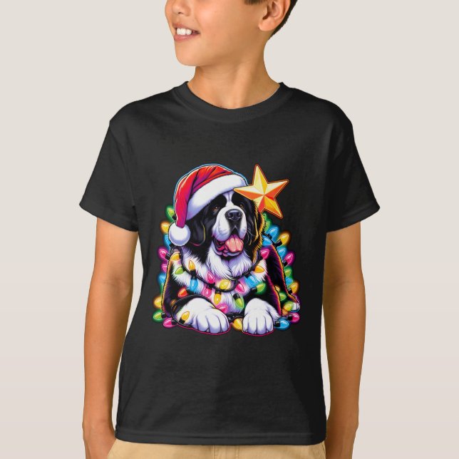 Camiseta Xmas Landseer Newfoundland Dog Tangled Christmas L (Anverso)
