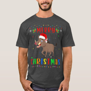 Camiseta Xmas Light Boar Design Matching Christmas Pajama 