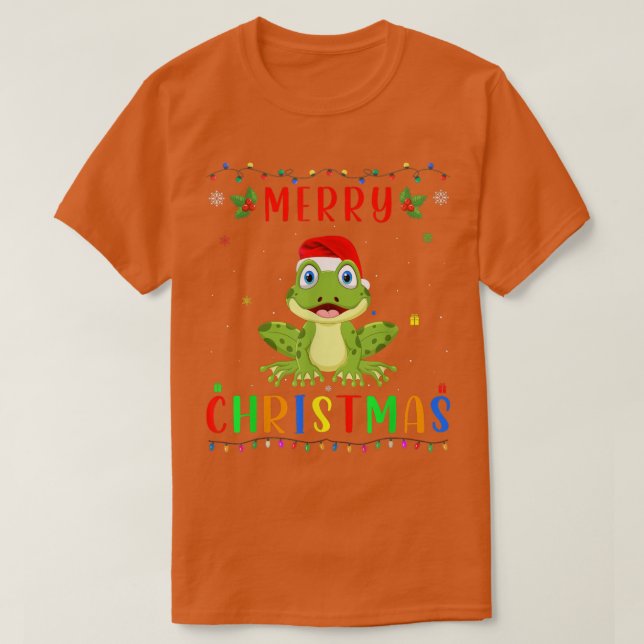 Camiseta Xmas Light Frog Design Matching Christmas Pajama  (Diseño del anverso)