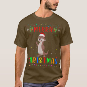Camiseta Xmas Light Otter Design Matching Christmas Pajama