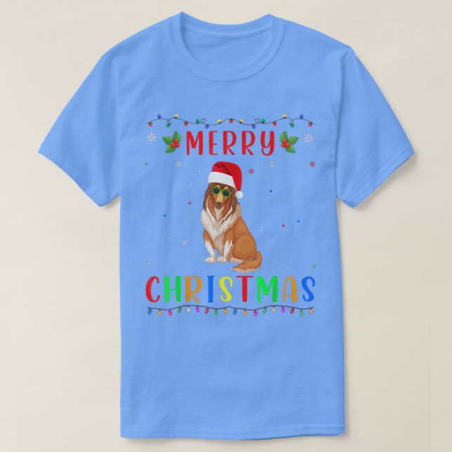 Camiseta Xmas Light Rough Collie Dog Diseño que coincide co (Diseño del anverso)