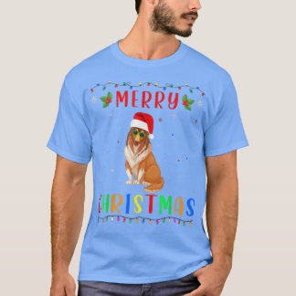 Camiseta Xmas Light Rough Collie Dog Diseño que coincide co
