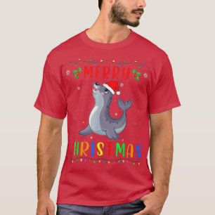 Camiseta Xmas Light Sea Lion Design Matching Christmas Paja