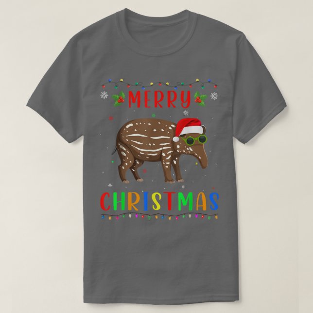 Camiseta Xmas Light Tapir Design Matching Christmas Pajama  (Diseño del anverso)