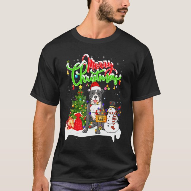 Camiseta Xmas Lighting Matching Santa Staffordshire Bull Te (Anverso)