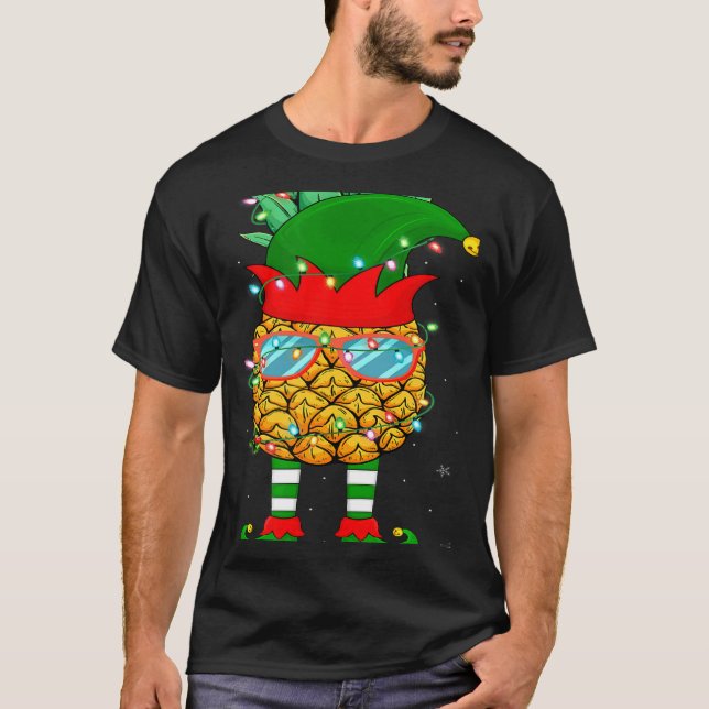 Camiseta Xmas Lighting Mele Kalikimaka Pineapple Elf Christ (Anverso)