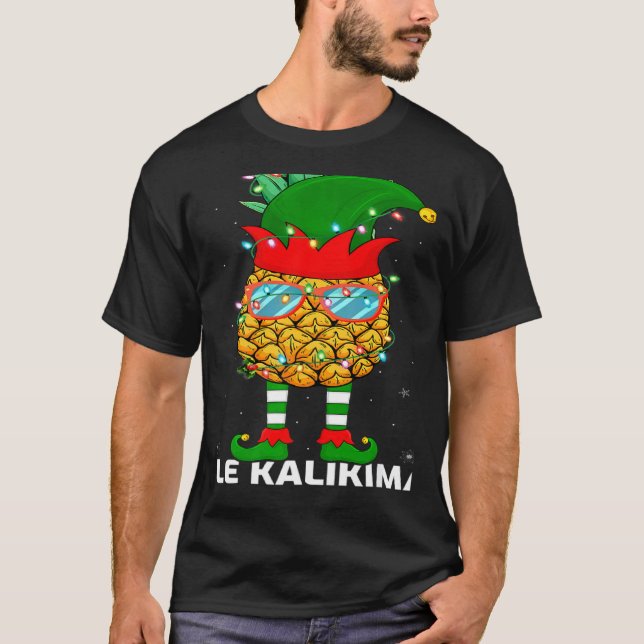 Camiseta Xmas Lighting Mele Kalikimaka Pineapple Elf Christ (Anverso)
