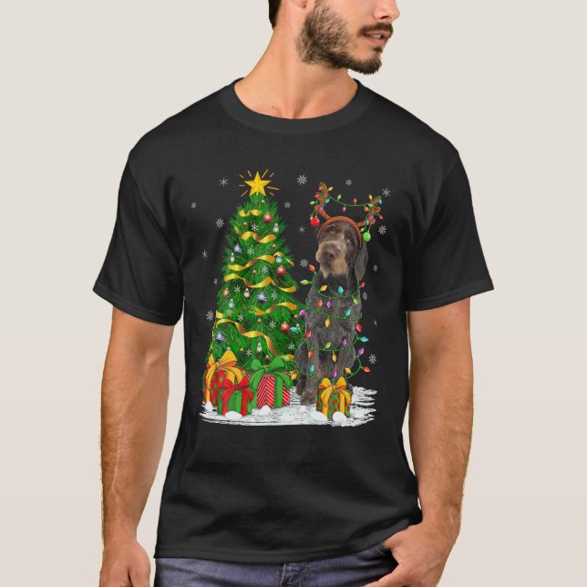 Camiseta Xmas Lighting Reindeer German Wirehaed Puntero C (Anverso)