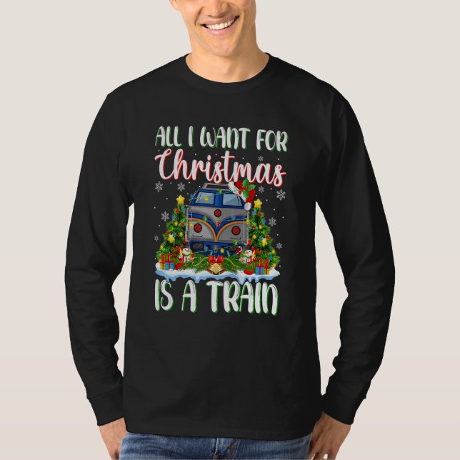 Camiseta Xmas Lighting Santa All I Want For Christmas Is A  (Anverso)