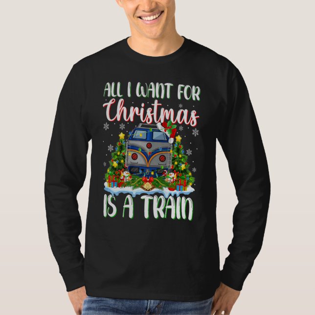 Camiseta Xmas Lighting Santa All I Want For Christmas Is A  (Anverso)