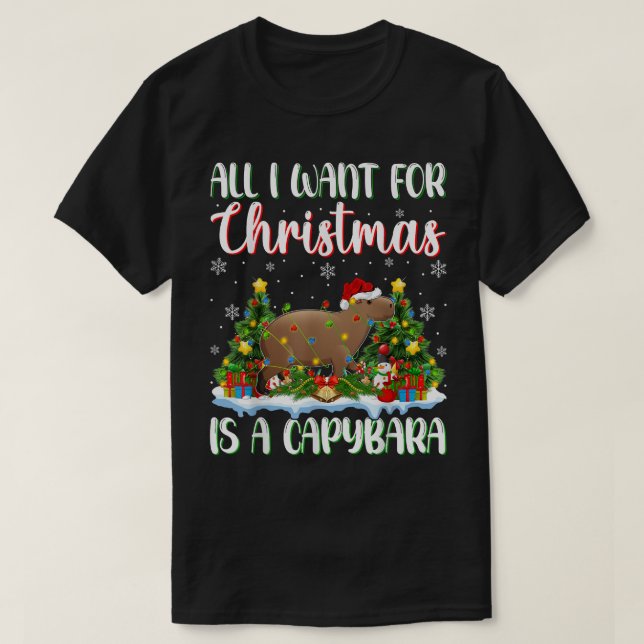 Camiseta Xmas Lighting Santa All I Want For Christmas Is A  (Diseño del anverso)