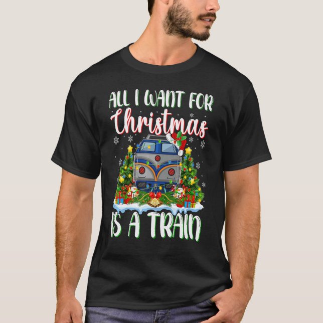 Camiseta Xmas Lighting Santa All I Want For Christmas Is A  (Anverso)