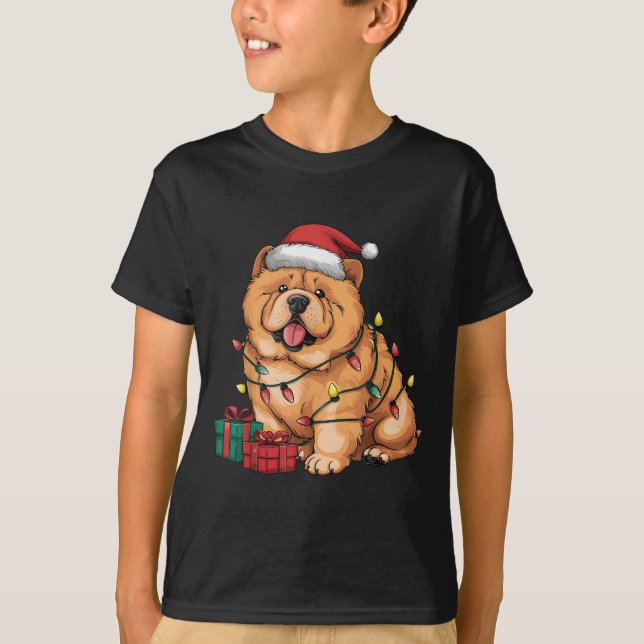 Camiseta Xmas Lighting Santa Hat Chow Chow Dog Christmas Fo (Anverso)