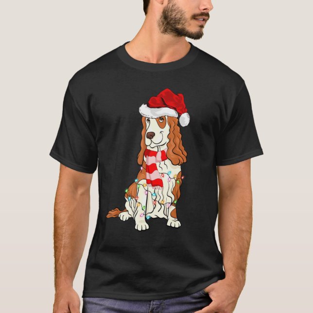 Camiseta Xmas Lighting Santa Hat Cocker Spaniel Christmas (Anverso)