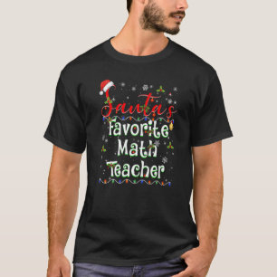 Camiseta Xmas Lighting Santa's Favorite Math Teacher Christ