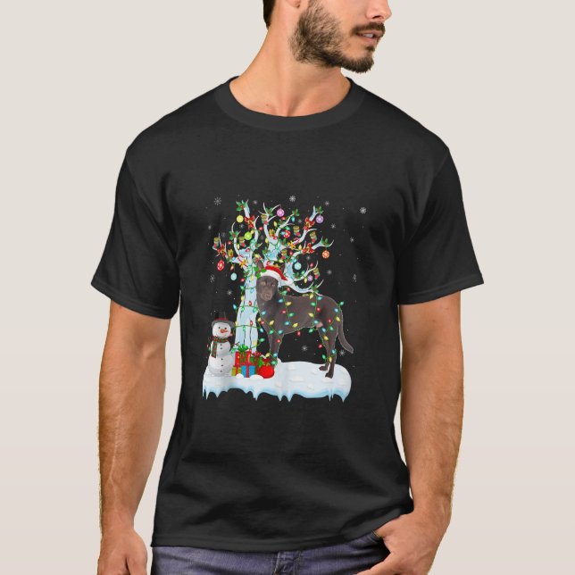Camiseta Xmas Lighting Tree Santa Hat Australian Kelpie Dog (Anverso)