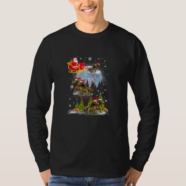 Camiseta Xmas Lighting Tree Santa Riding Komodo Dragon Chri (Anverso)