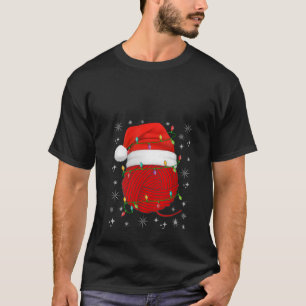 Camiseta Xmas Lighting Yarn Ball Santa Crochet Kniters Chr
