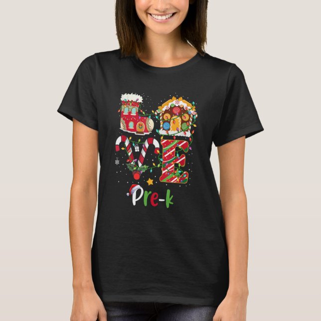 Camiseta Xmas Lights ama a los Navidades de profesores pre  (Anverso)