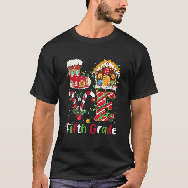Camiseta Xmas Lights ama a los profesores de quinto grado N (Anverso)