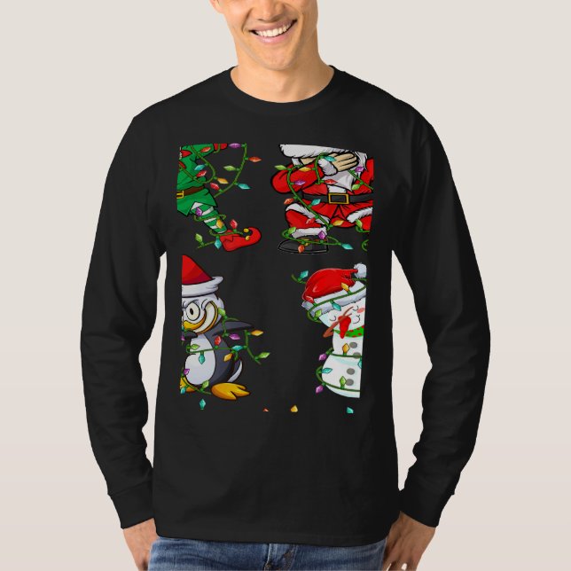 Camiseta Xmas Lights Dabbing Santa Elf Friends Christmas Da (Anverso)
