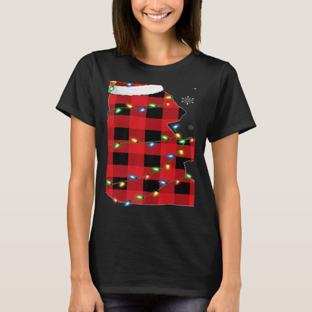 Camiseta Xmas Lights Red Buffalo Plaid Panda Christmas Paja (Anverso)