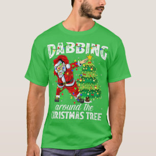 Camiseta Xmas Lights Santa Dabbing Around The Christmas Tre
