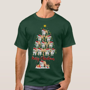 Camiseta Xmas Lights Santa English Bulldog Christmas Tree 