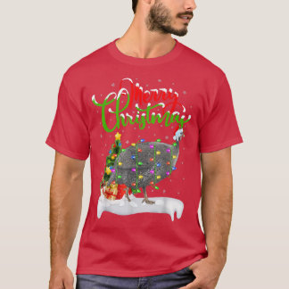 Camiseta Xmas Lights Tree Santa Guinea Fowl Bird Merry Chri