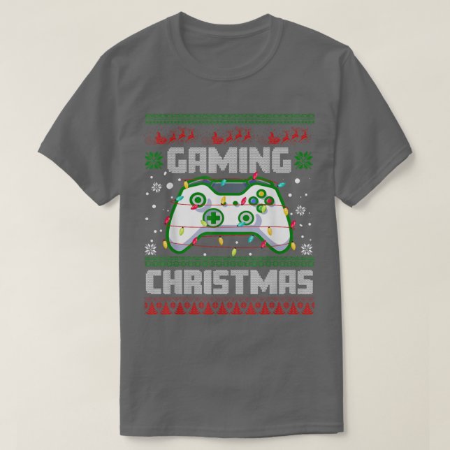 Camiseta Xmas Lights Video Game Controller Gaming Chris (Diseño del anverso)