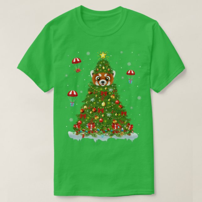 Camiseta Xmas Luces coincidentes Familia Divertido Panda Ro (Diseño del anverso)