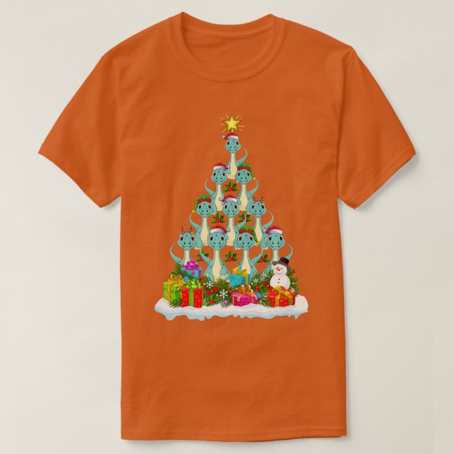 Camiseta Xmas Luces Funny Santa Brontosaurus Dinosaur Chris (Diseño del anverso)