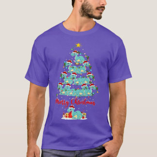 Camiseta Xmas Luces Funny Santa Brontosaurus Dinosaur Chris