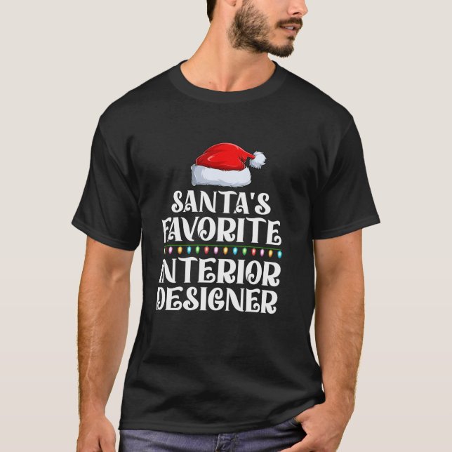 Camiseta Xmas Luces Santa s Favoritos Diseñador Interior Ch (Anverso)