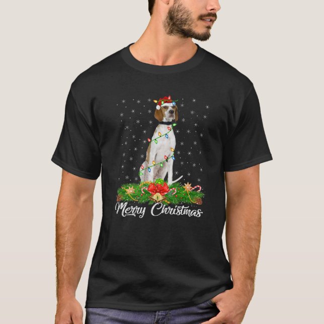 Camiseta Xmas luminosas coincidentes con Santa Hat Inglés P (Anverso)