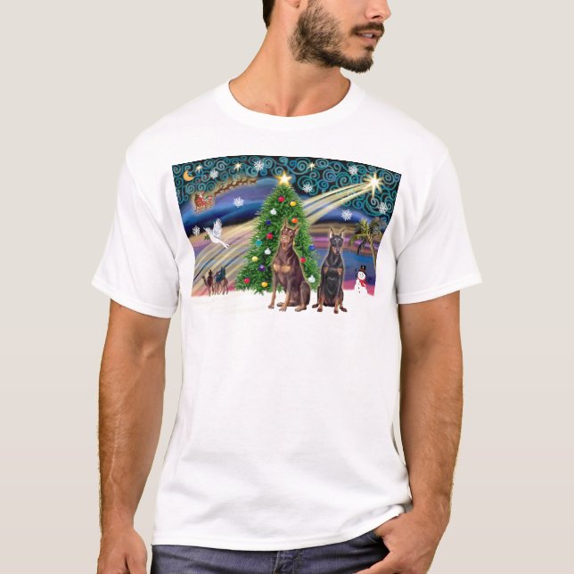 Camiseta Xmas Magic-Doberman Pair (Anverso)