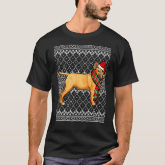 Camiseta Xmas Miniatura Bull Terrier Santa Claus Gorra Ugly