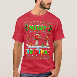 Camiseta Xmas Mushroom Lighting Santa Hat Merry Christmas M