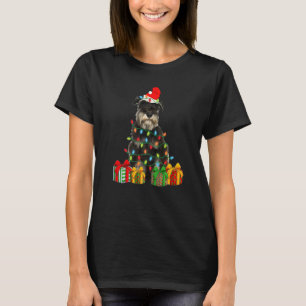 Camiseta Xmas Navidades de perro de Schnauzer iluminan pipa