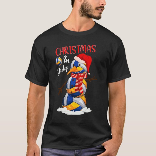 Camiseta Xmas Navidades De Voleibol De Santa Hat En Julio (Anverso)