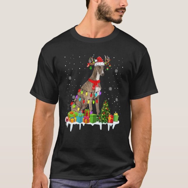 Camiseta Xmas Navidades de Whippet iluminan perro de reno d (Anverso)