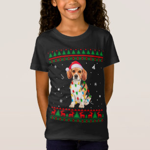 Camiseta Xmas Navidades suéteres feos alumbran Beagle Dog L