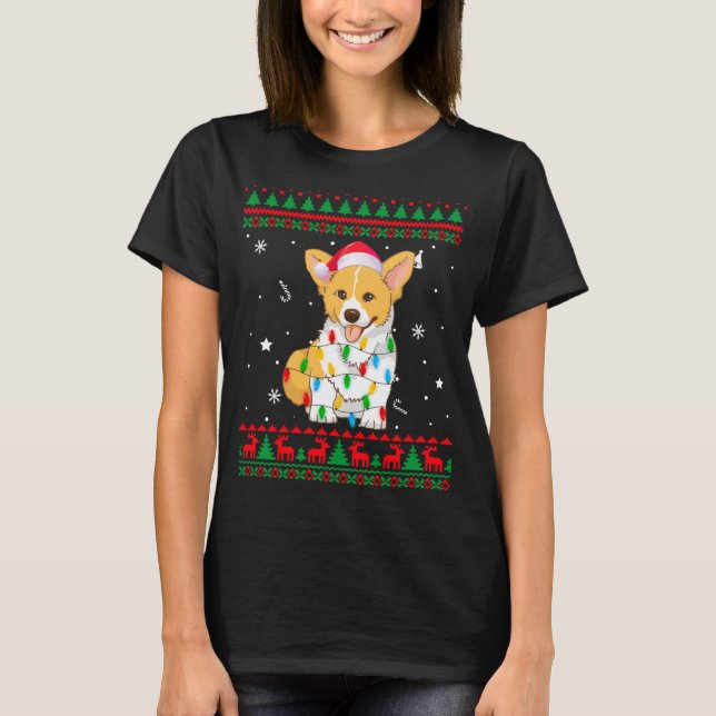 Camiseta Xmas Navidades suéteres feos iluminan a los perros (Anverso)