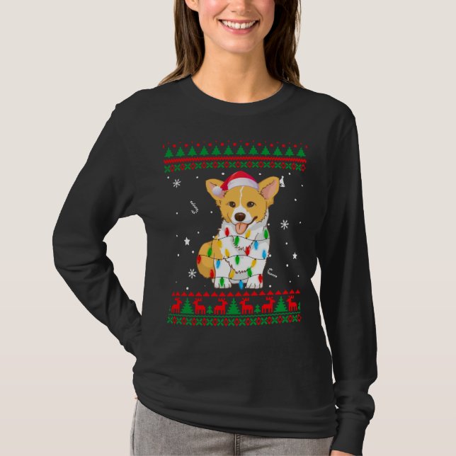 Camiseta Xmas Navidades suéteres feos iluminan a los perros (Anverso)