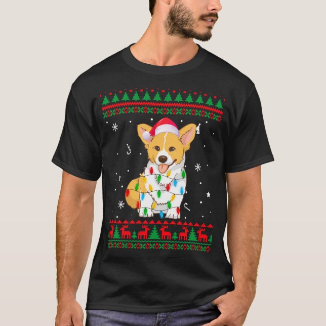 Camiseta Xmas Navidades suéteres feos iluminan a los perros (Anverso)