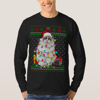 Camiseta Xmas Navidades suéteres feos iluminan el gato gati