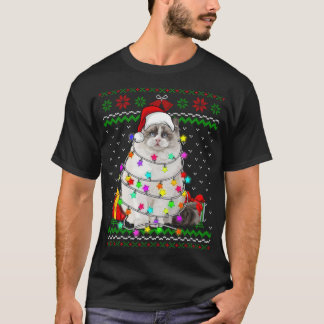 Camiseta Xmas Navidades suéteres feos iluminan el gato gati