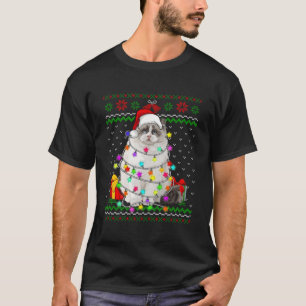 Camiseta Xmas Navidades suéteres feos iluminan el gato gati