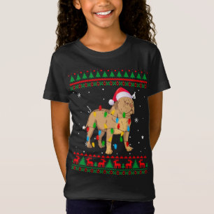 Camiseta Xmas Navidades suéteres feos iluminan Pitbull Dog