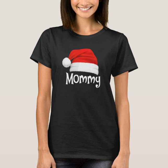 Camiseta Xmas Pajama Group Matching Mommy Christmas Hat (Anverso)